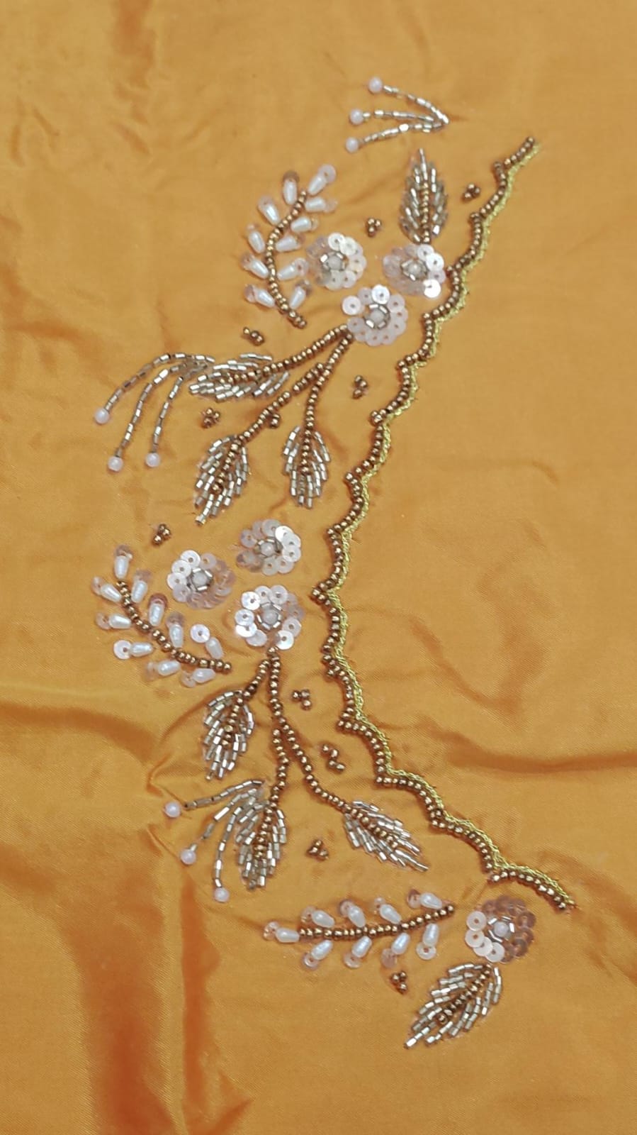 Elegant  Maggam Work Blouse Material with Handcrafted  Embroidery