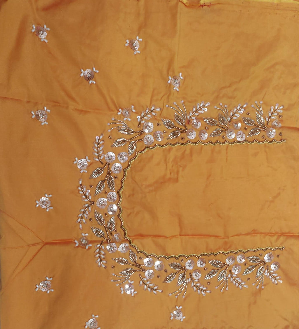 Elegant  Maggam Work Blouse Material with Handcrafted  Embroidery