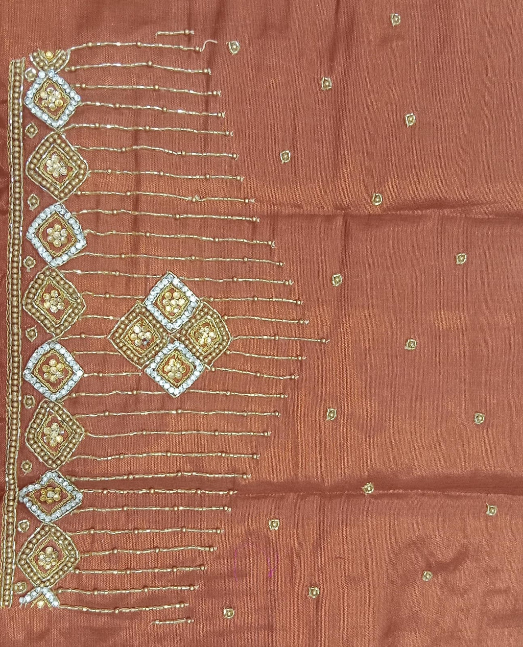 Elegant  Maggam Work Blouse Material with Handcrafted  Embroidery