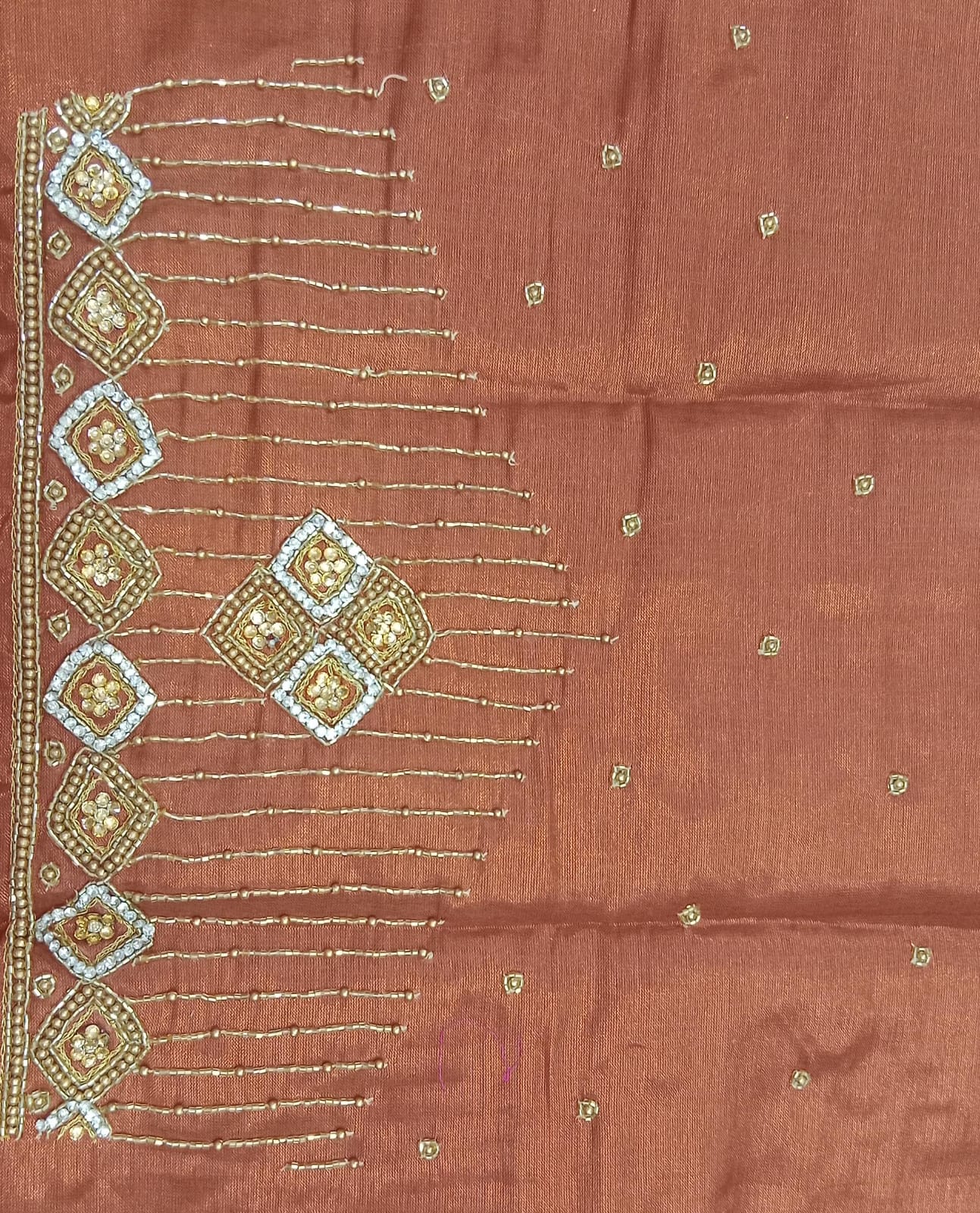 Elegant  Maggam Work Blouse Material with Handcrafted  Embroidery