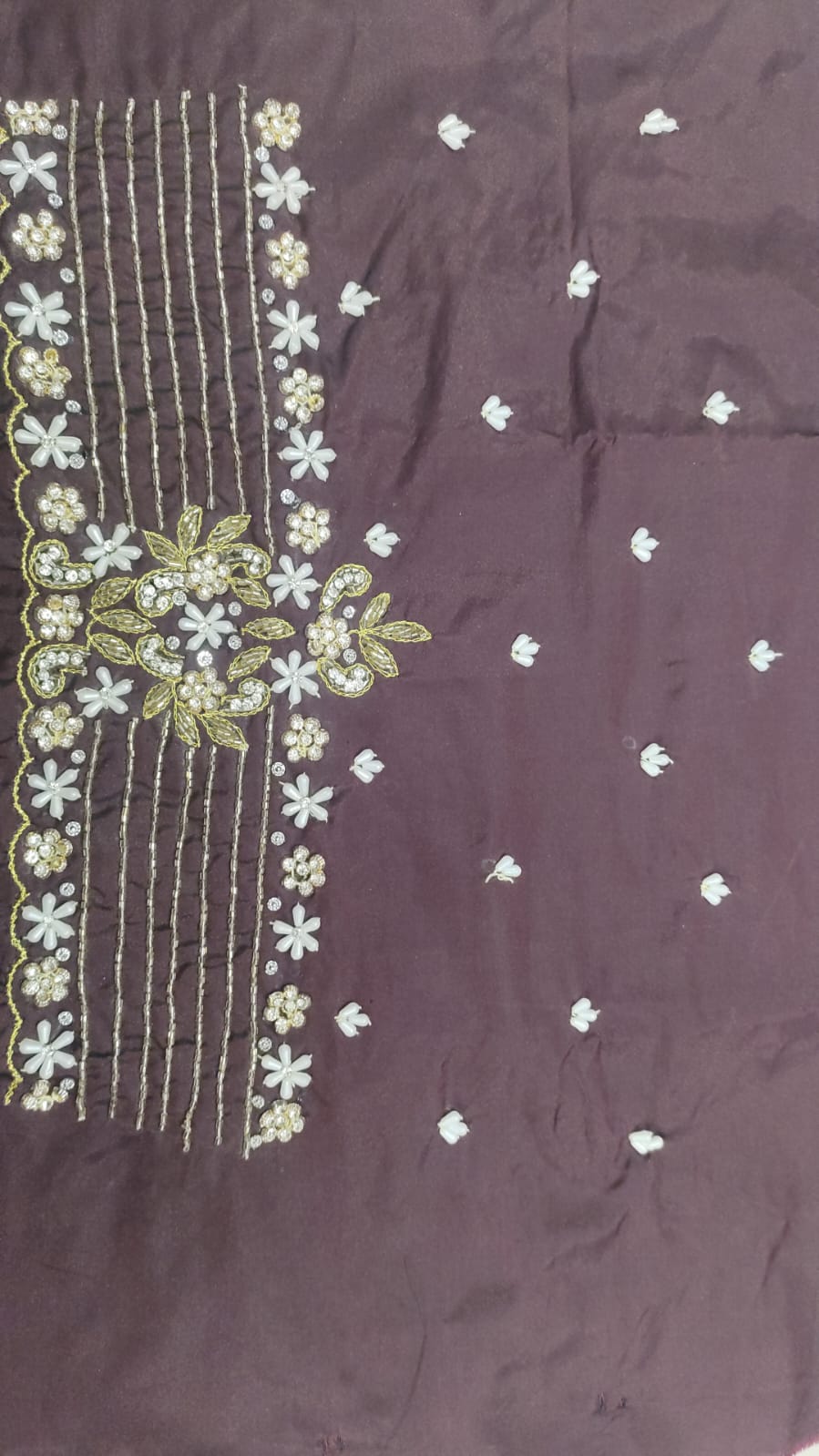 Elegant  Maggam Work Blouse Material with Handcrafted  Embroidery