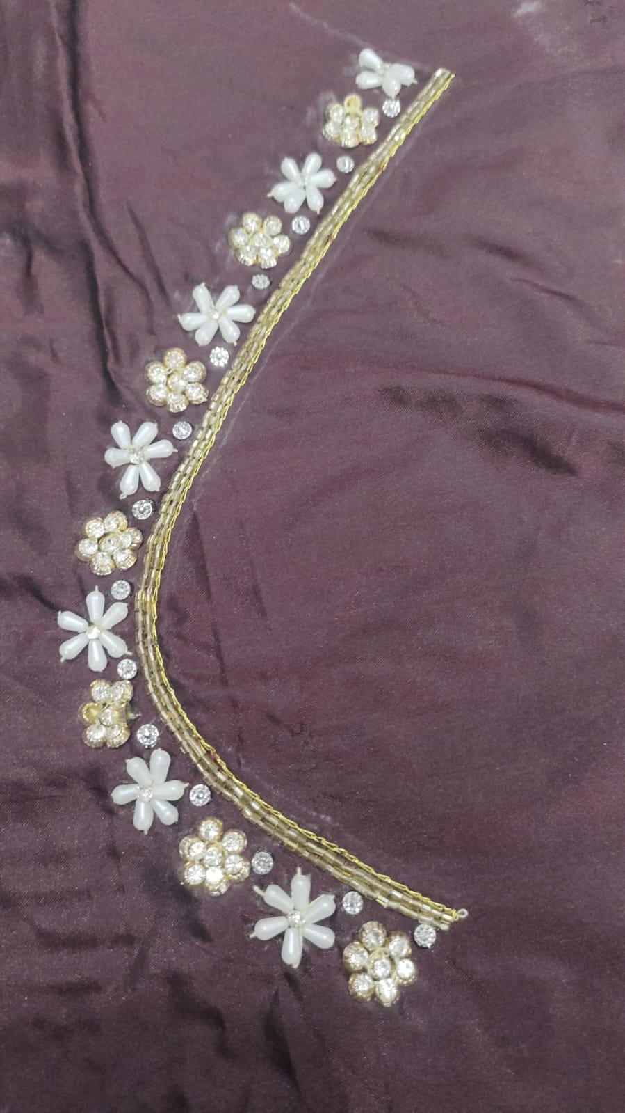 Elegant  Maggam Work Blouse Material with Handcrafted  Embroidery