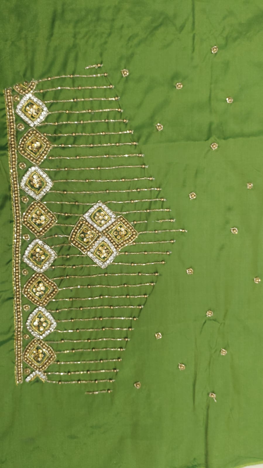 Elegant  Maggam Work Blouse Material with Handcrafted  Embroidery