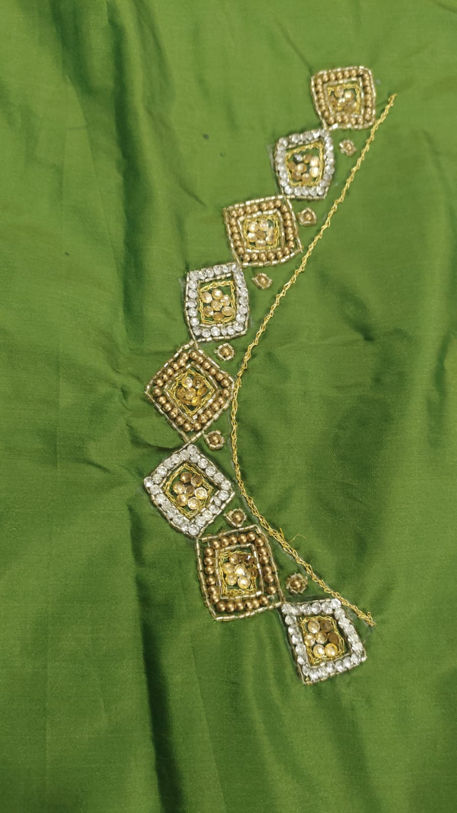 Elegant  Maggam Work Blouse Material with Handcrafted  Embroidery