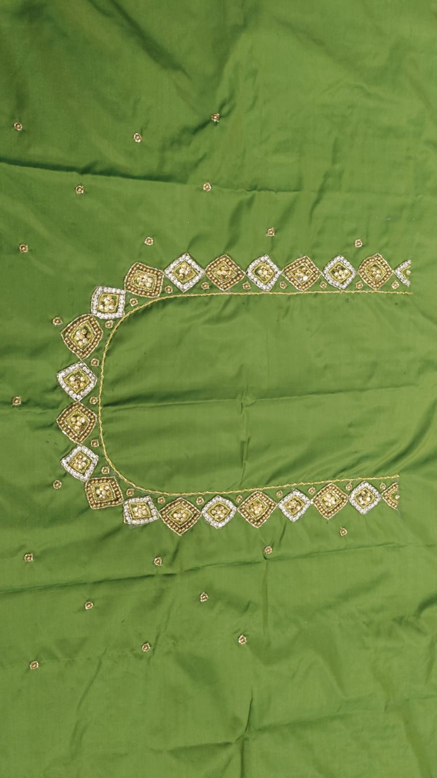 Elegant  Maggam Work Blouse Material with Handcrafted  Embroidery