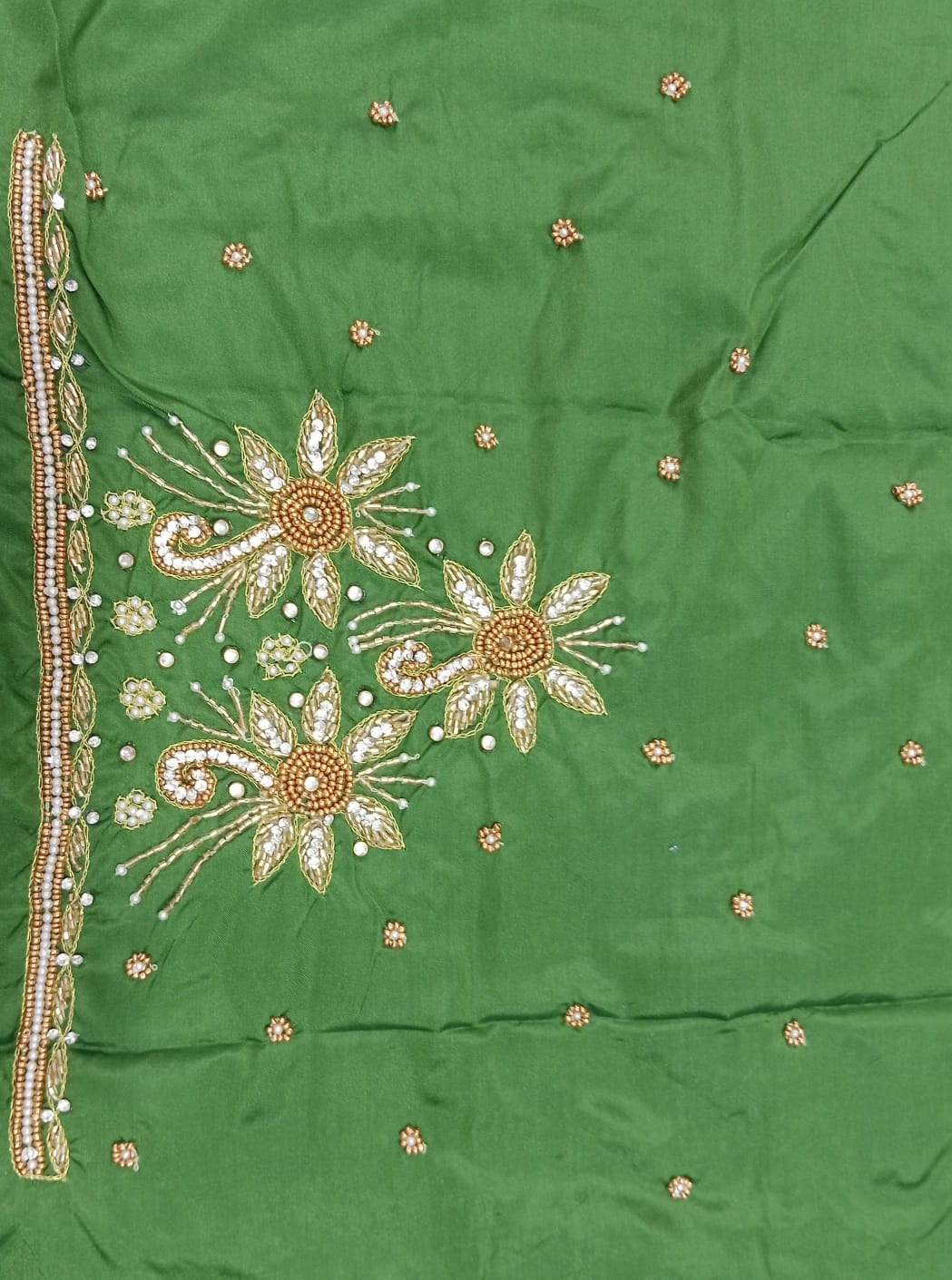 Elegant  Maggam Work Blouse Material with Handcrafted  Embroidery
