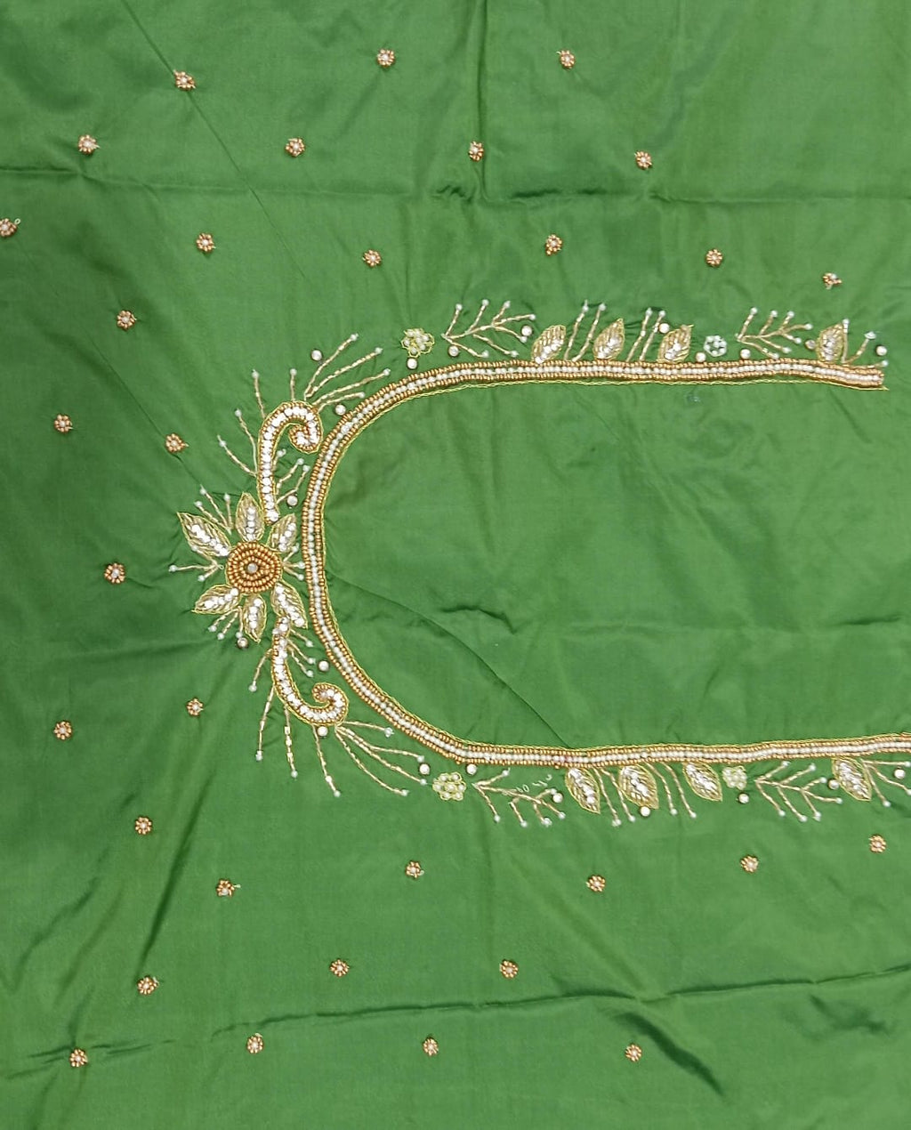 Elegant  Maggam Work Blouse Material with Handcrafted  Embroidery
