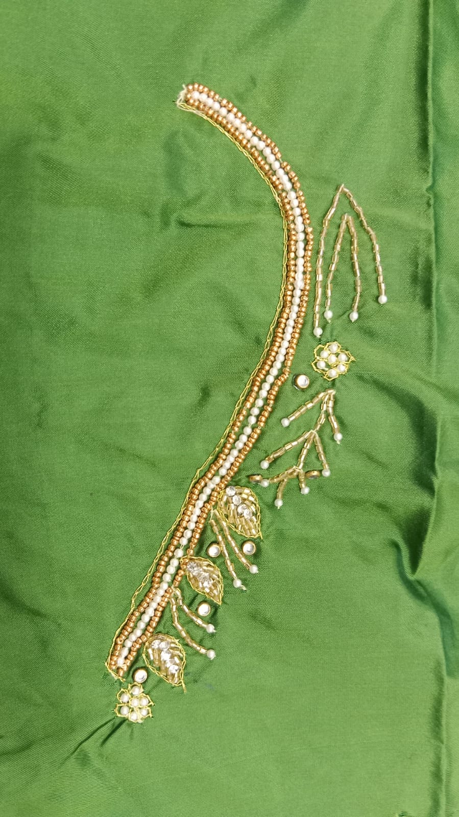 Elegant  Maggam Work Blouse Material with Handcrafted  Embroidery