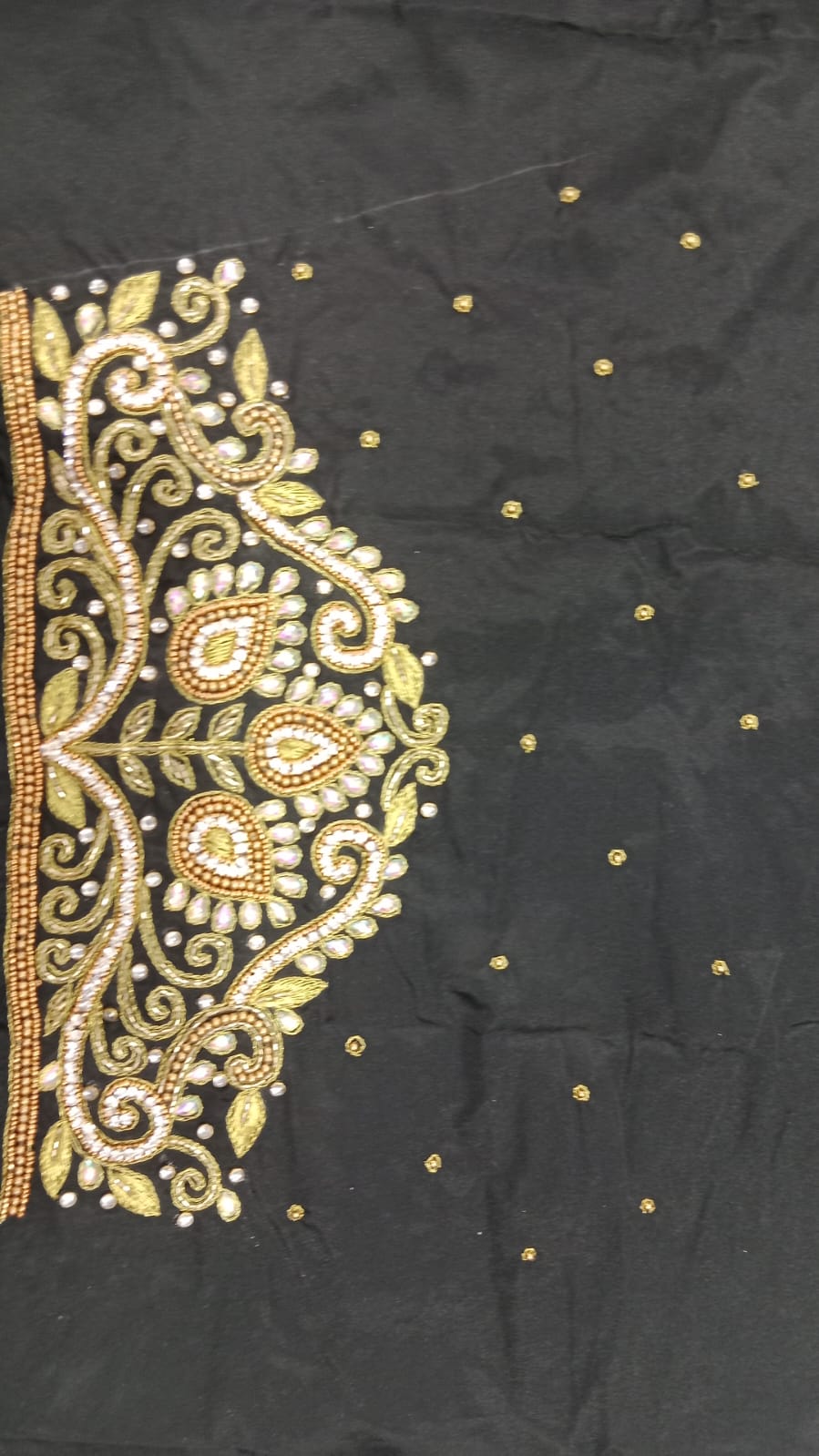 Elegant  Maggam Work Blouse Material with Handcrafted  Embroidery