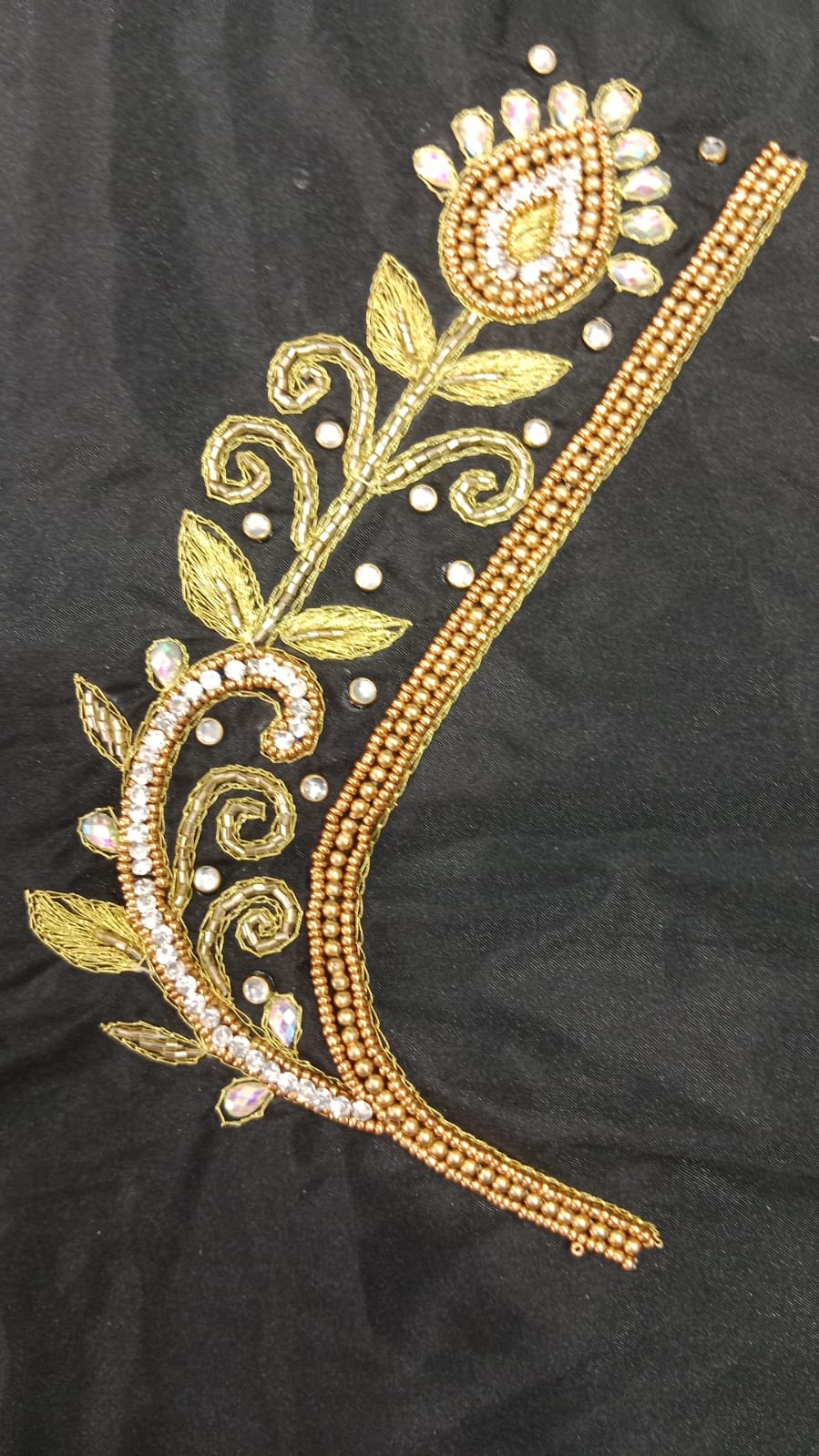 Elegant  Maggam Work Blouse Material with Handcrafted  Embroidery