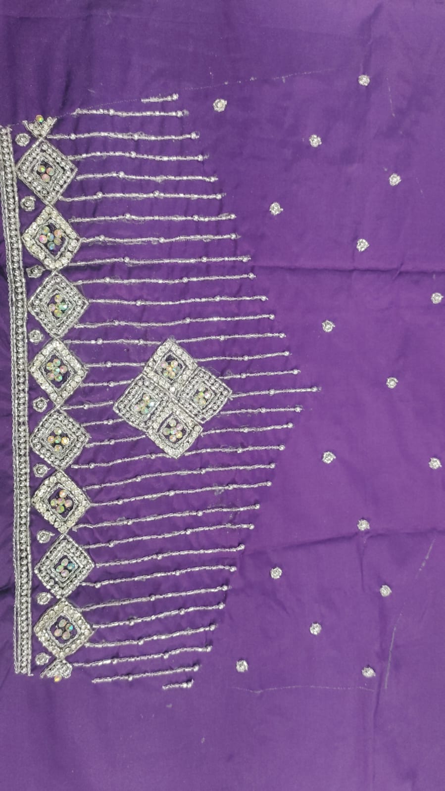 Elegant  Maggam Work Blouse Material with Handcrafted  Embroidery