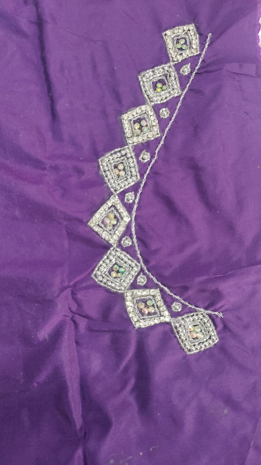 Elegant  Maggam Work Blouse Material with Handcrafted  Embroidery