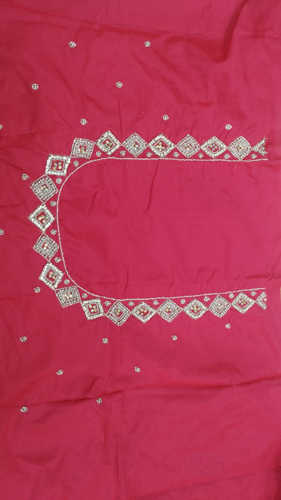 Elegant  Maggam Work Blouse Material with Handcrafted  Embroidery