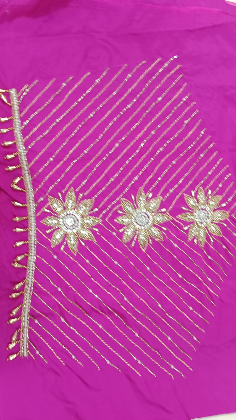 Elegant  Maggam Work Blouse Material with Handcrafted  Embroidery