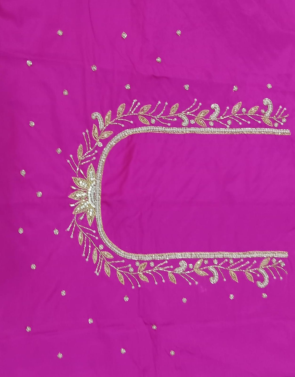 Elegant  Maggam Work Blouse Material with Handcrafted  Embroidery
