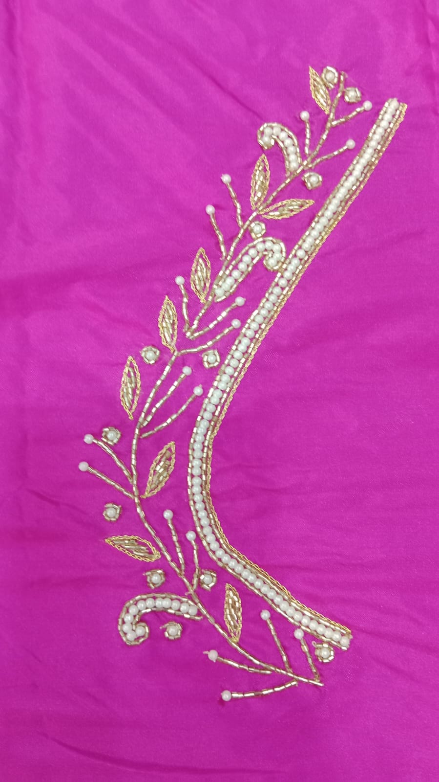 Elegant  Maggam Work Blouse Material with Handcrafted  Embroidery