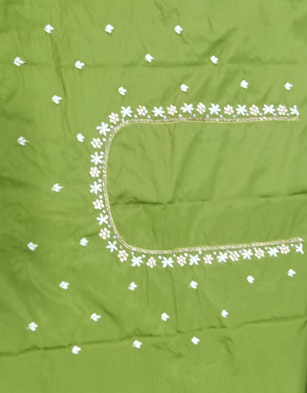 Elegant  Maggam Work Blouse Material with Handcrafted  Embroidery