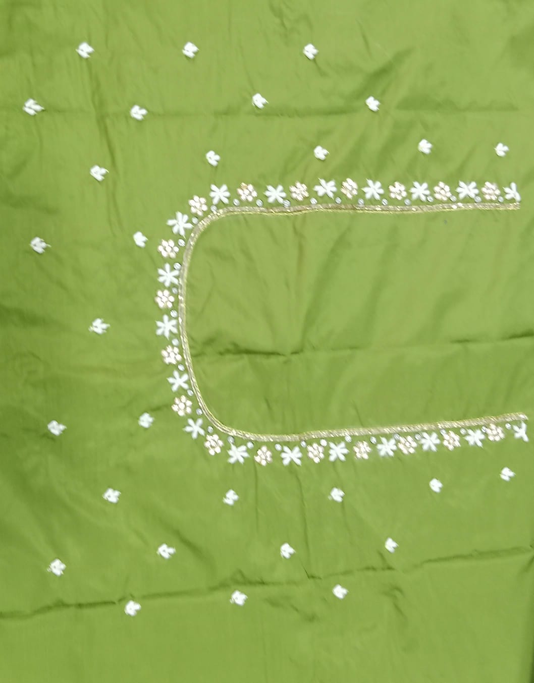 Elegant  Maggam Work Blouse Material with Handcrafted  Embroidery