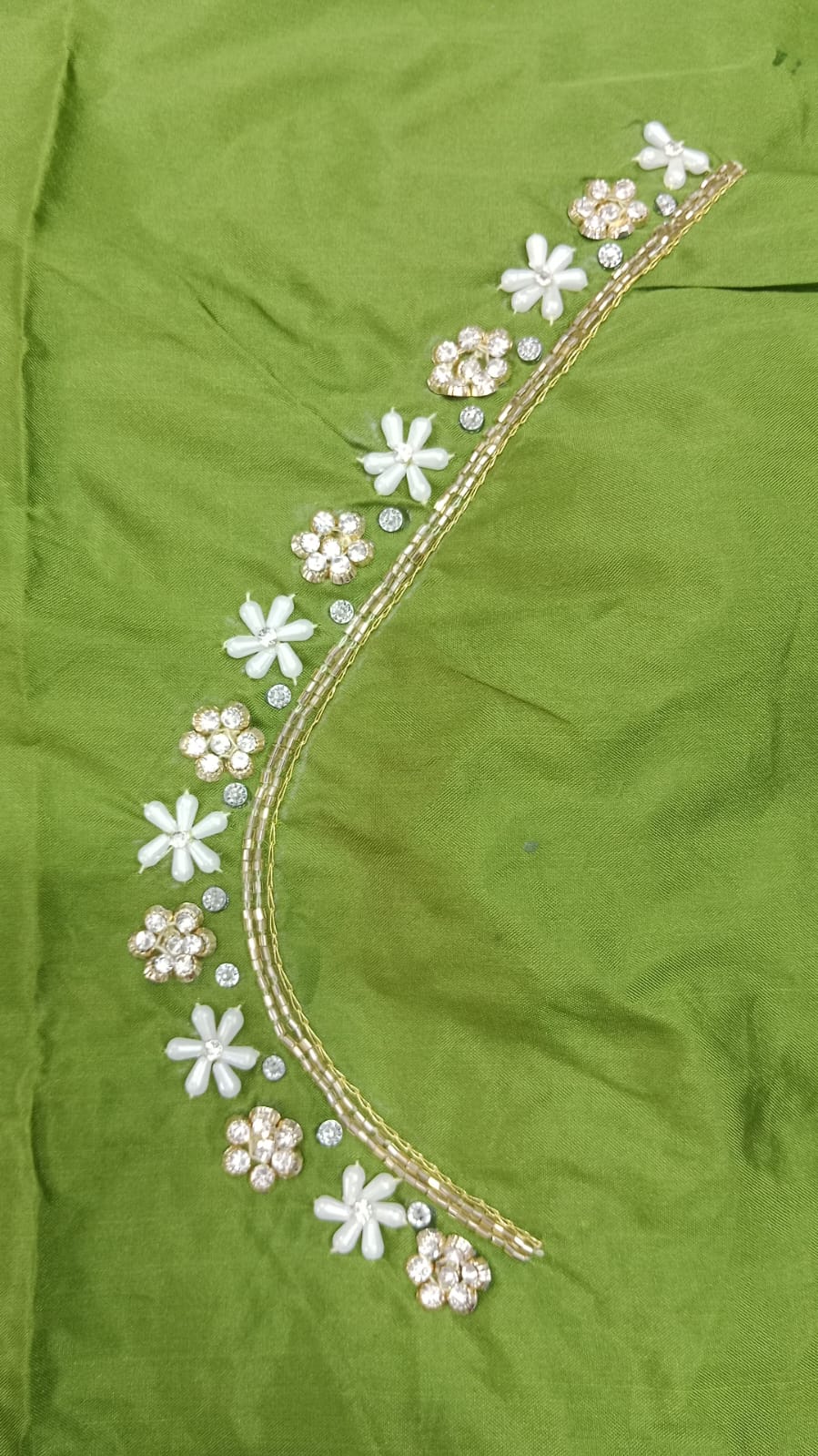 Elegant  Maggam Work Blouse Material with Handcrafted  Embroidery