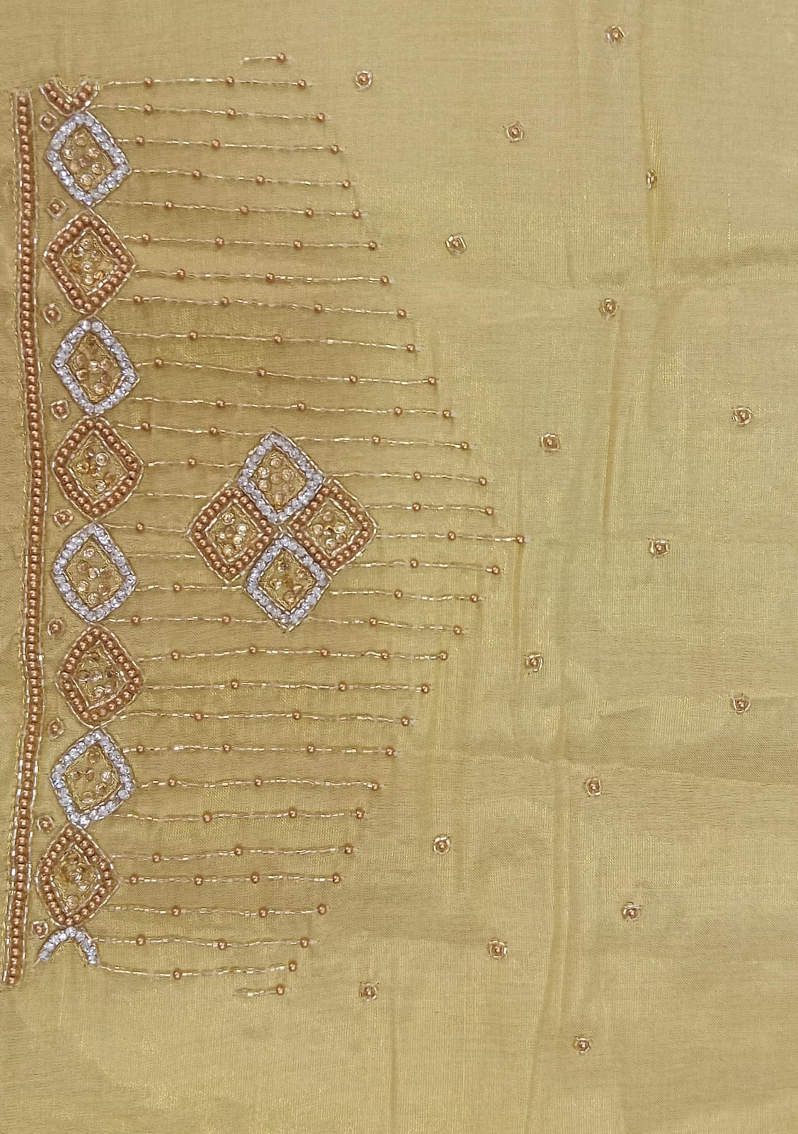 Elegant  Maggam Work Blouse Material with Handcrafted  Embroidery