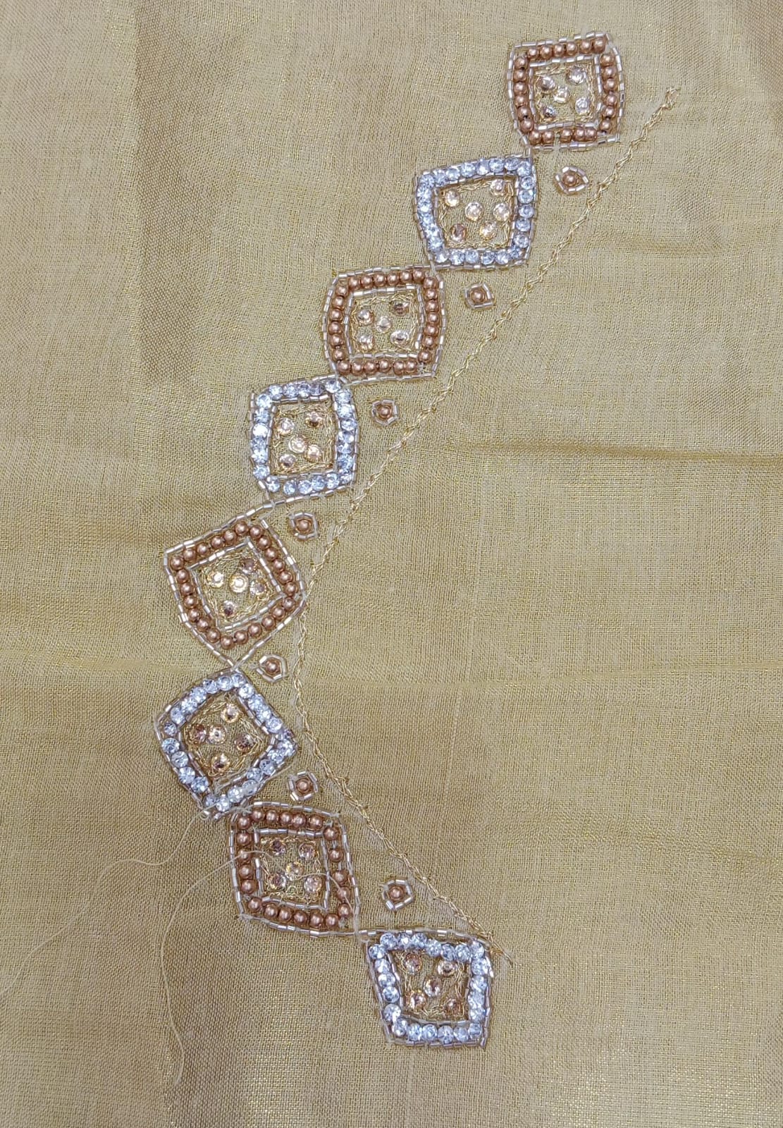 Elegant  Maggam Work Blouse Material with Handcrafted  Embroidery