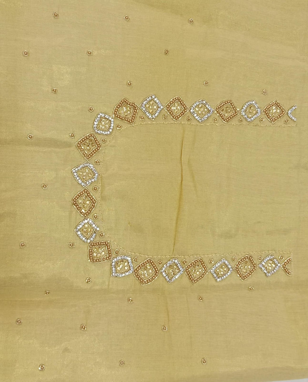 Elegant  Maggam Work Blouse Material with Handcrafted  Embroidery