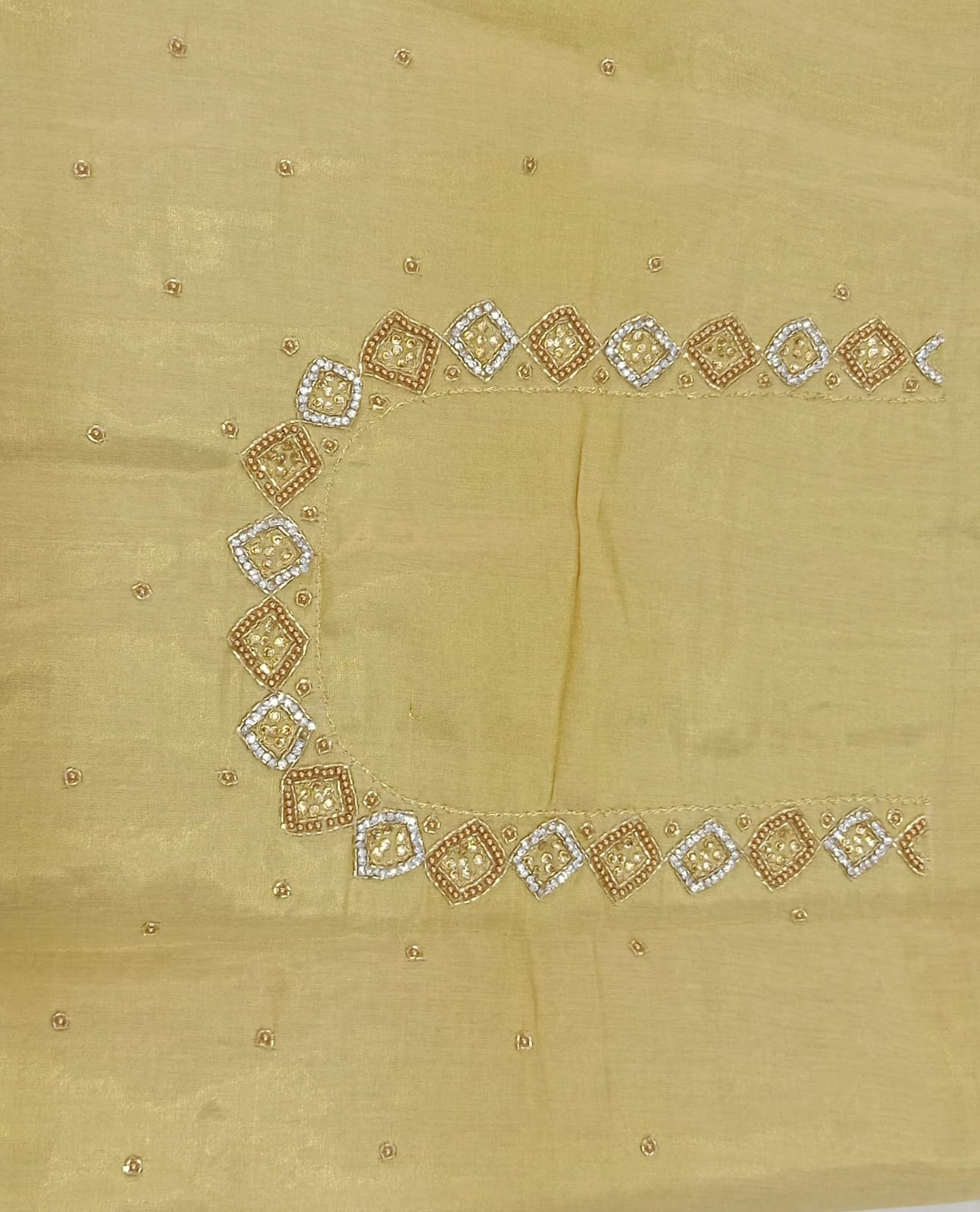 Elegant  Maggam Work Blouse Material with Handcrafted  Embroidery