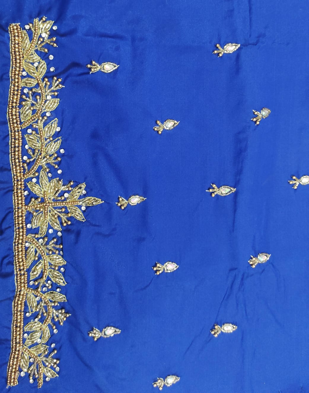 Elegant  Maggam Work Blouse Material with Handcrafted  Embroidery