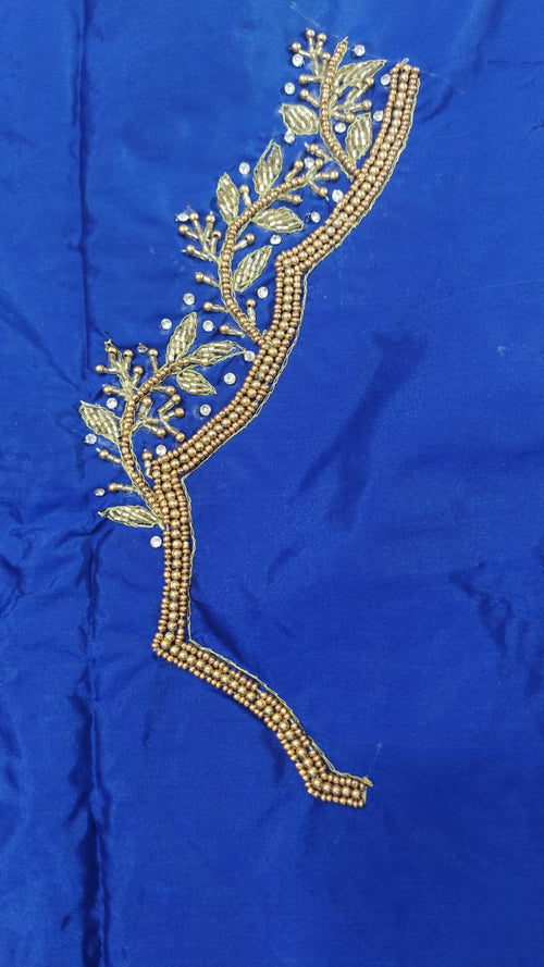 Elegant  Maggam Work Blouse Material with Handcrafted  Embroidery