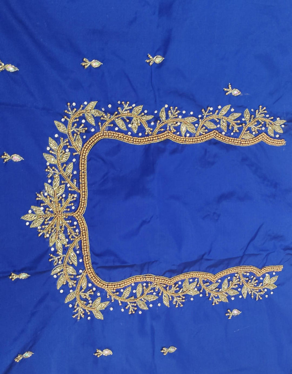 Elegant  Maggam Work Blouse Material with Handcrafted  Embroidery