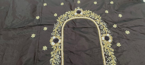 Elegant  Maggam Work Blouse Material with Handcrafted  Embroidery