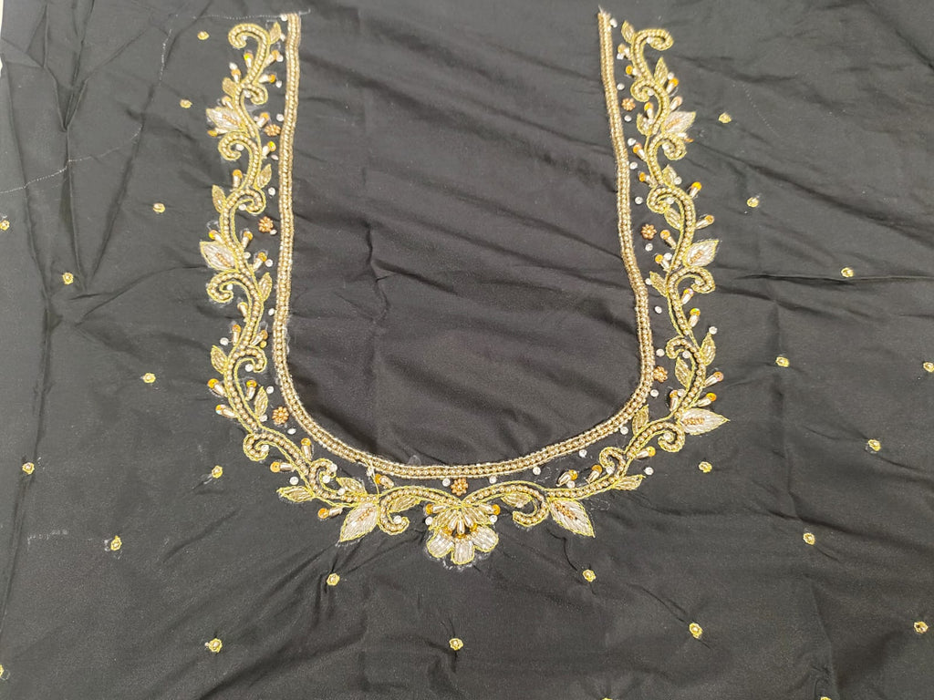 Elegant  Maggam Work Blouse Material with Handcrafted  Embroidery