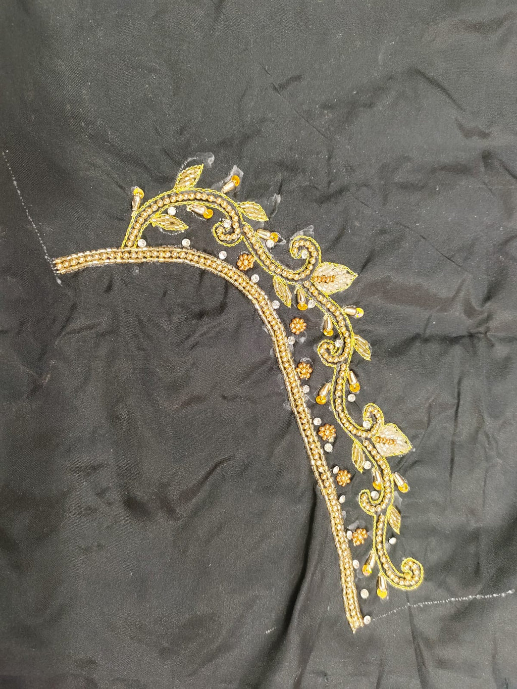 Elegant  Maggam Work Blouse Material with Handcrafted  Embroidery