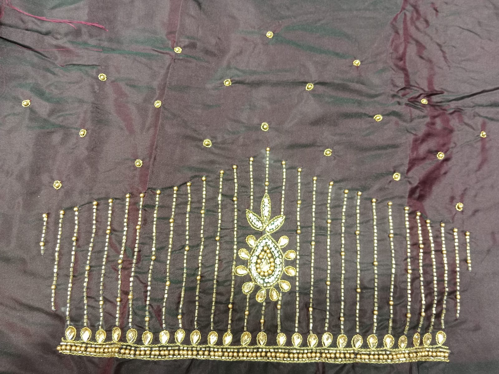 Elegant  Maggam Work Blouse Material with Handcrafted  Embroidery
