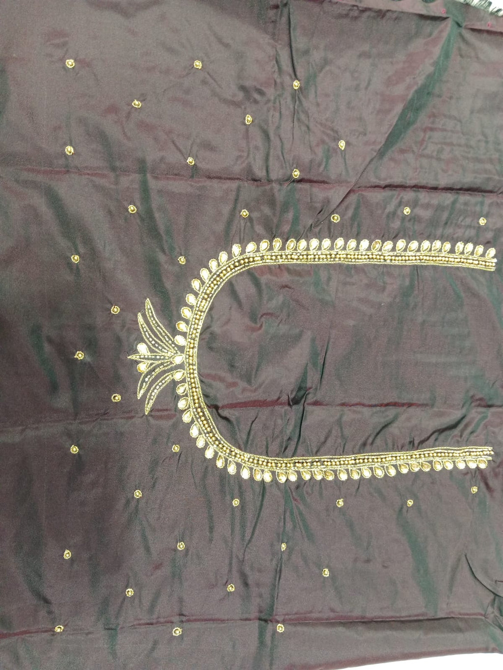 Elegant  Maggam Work Blouse Material with Handcrafted  Embroidery