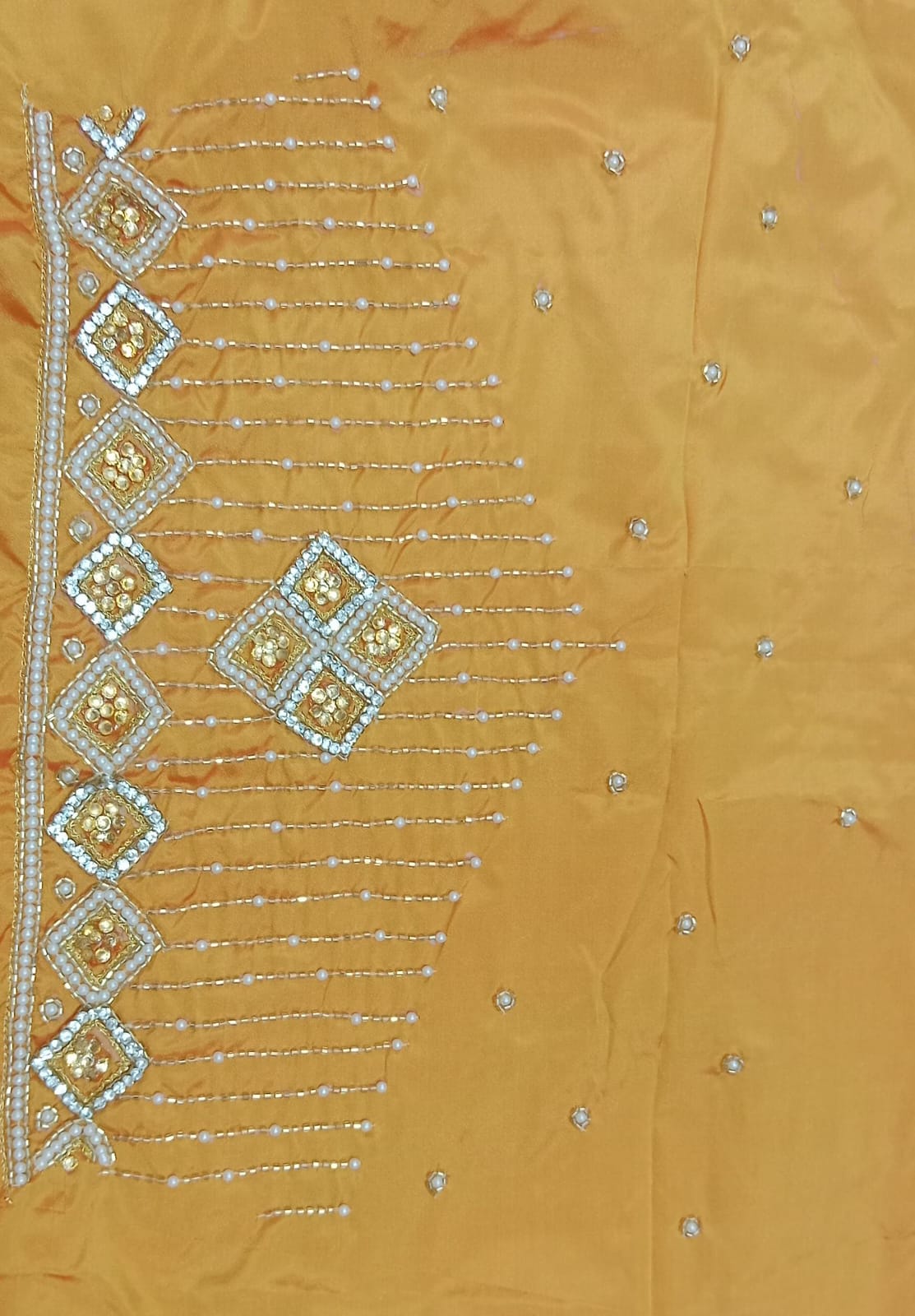 Elegant  Maggam Work Blouse Material with Handcrafted  Embroidery