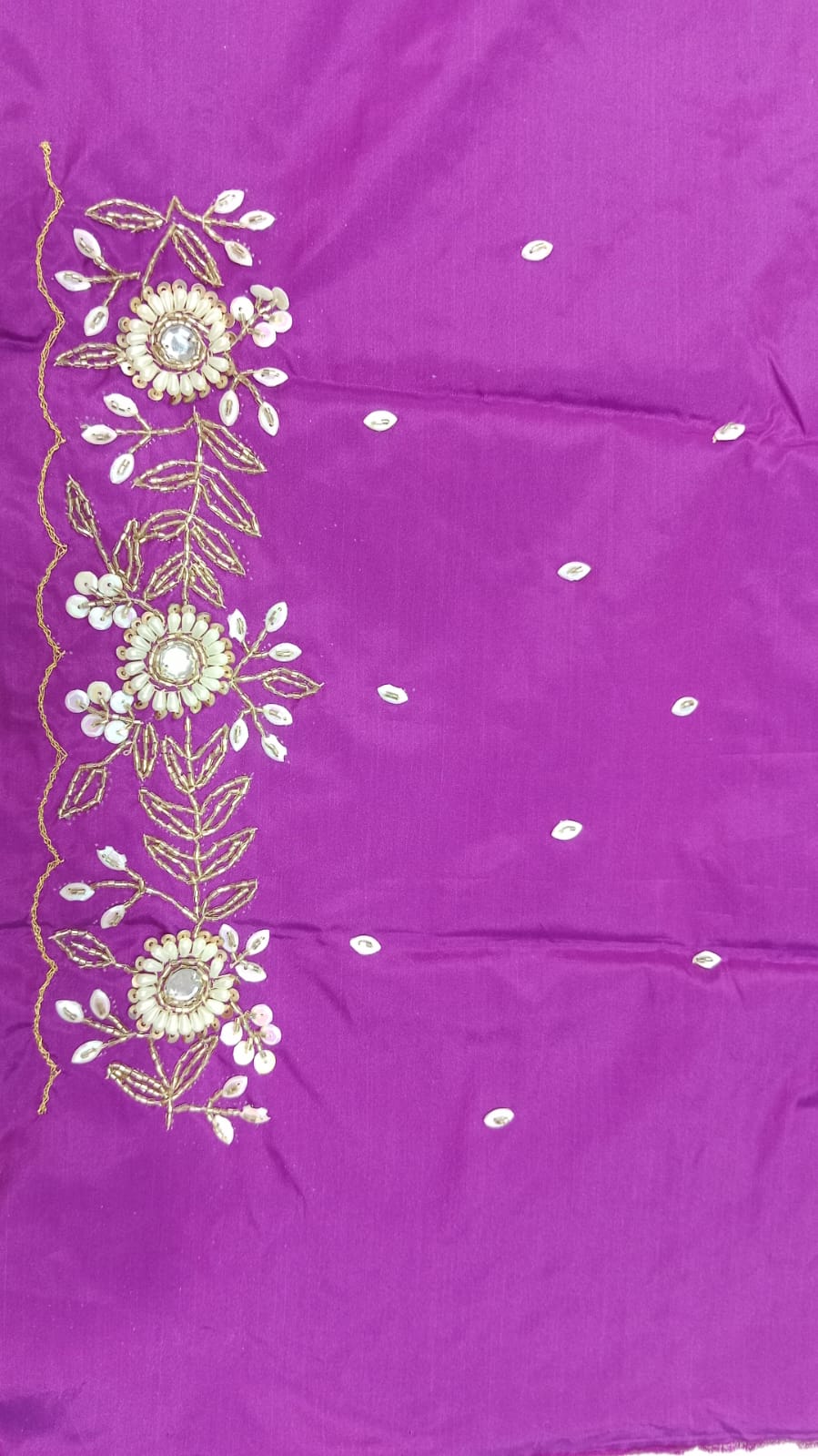 Elegant  Maggam Work Blouse Material with Handcrafted  Embroidery