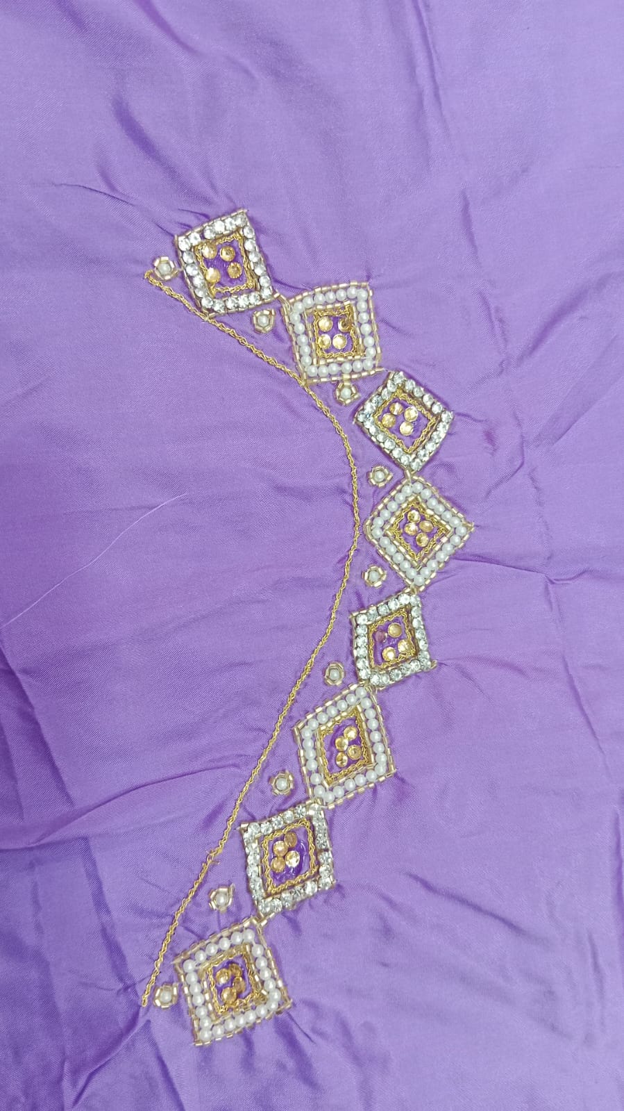 Elegant  Maggam Work Blouse Material with Handcrafted  Embroidery