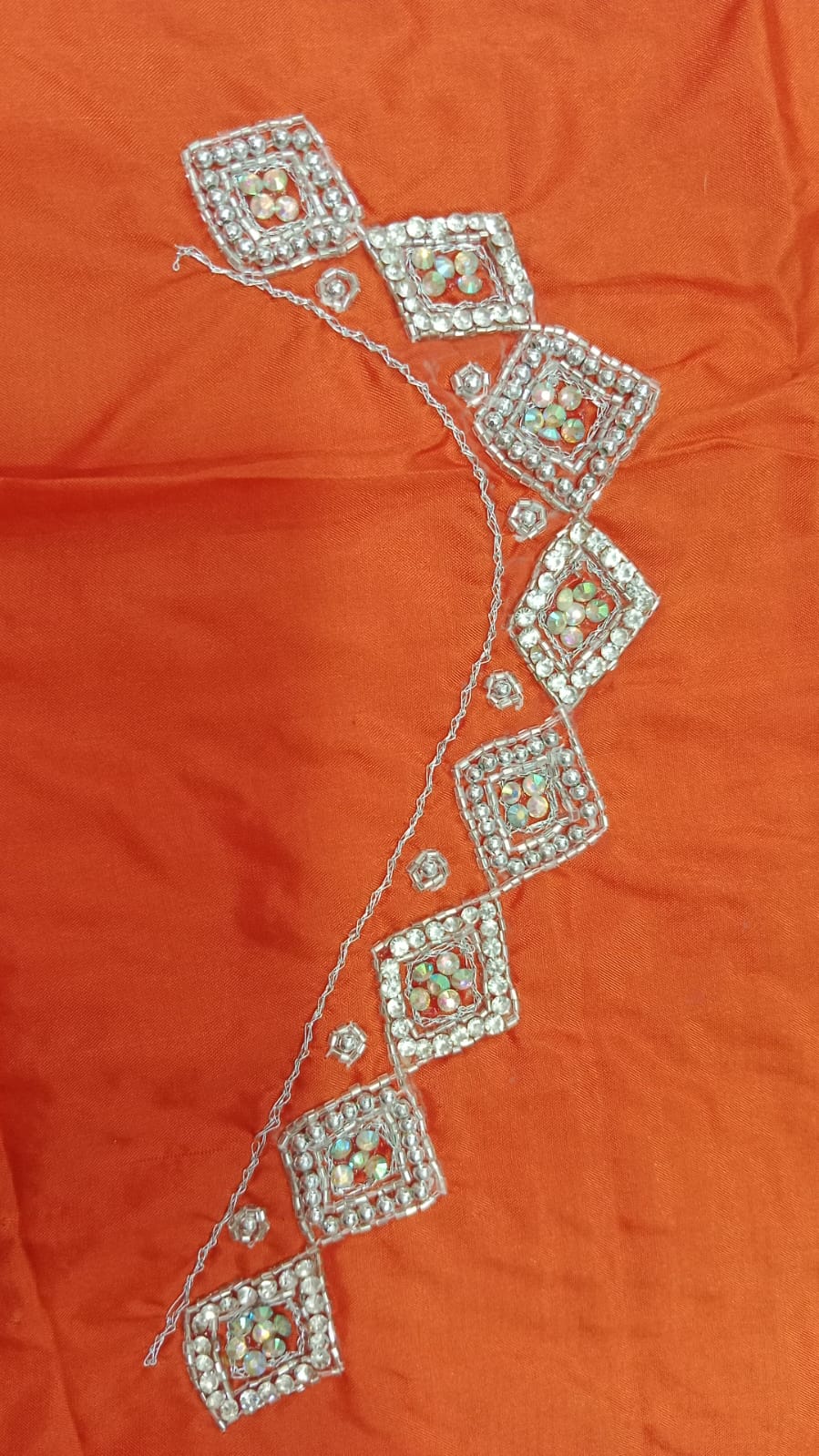 Elegant  Maggam Work Blouse Material with Handcrafted  Embroidery
