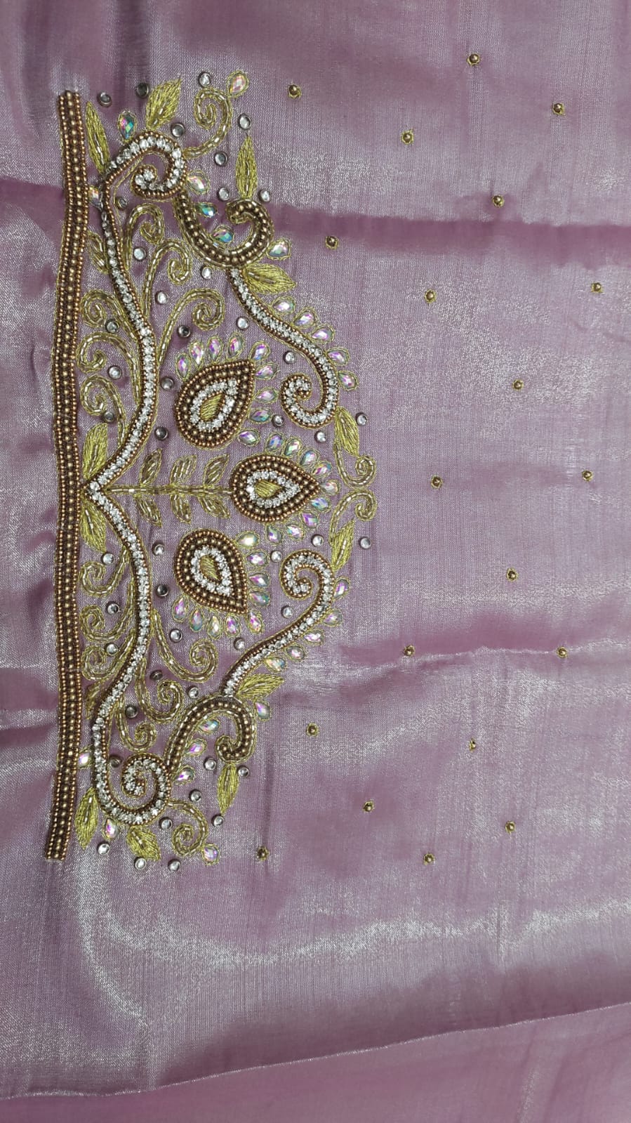 Elegant  Maggam Work Blouse Material with Handcrafted  Embroidery