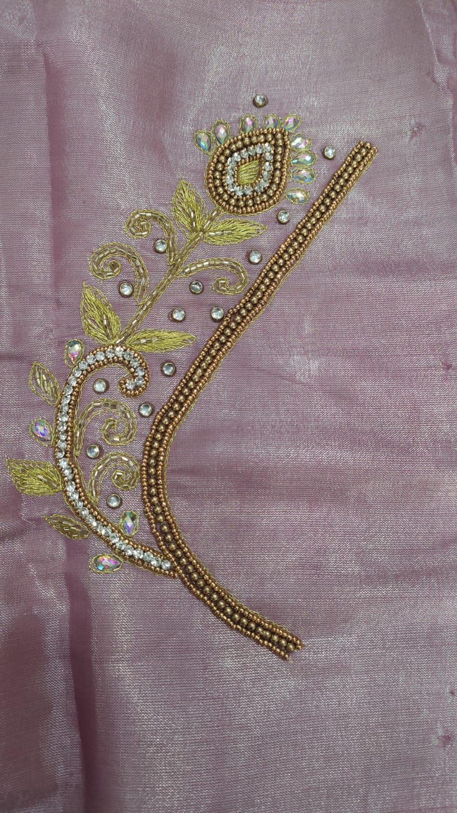 Elegant  Maggam Work Blouse Material with Handcrafted  Embroidery