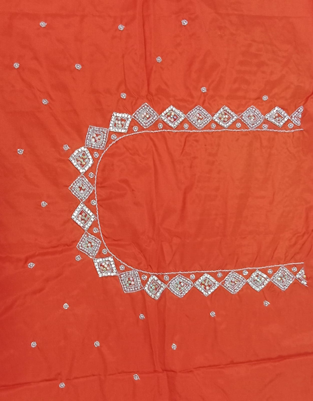 Elegant  Maggam Work Blouse Material with Handcrafted  Embroidery