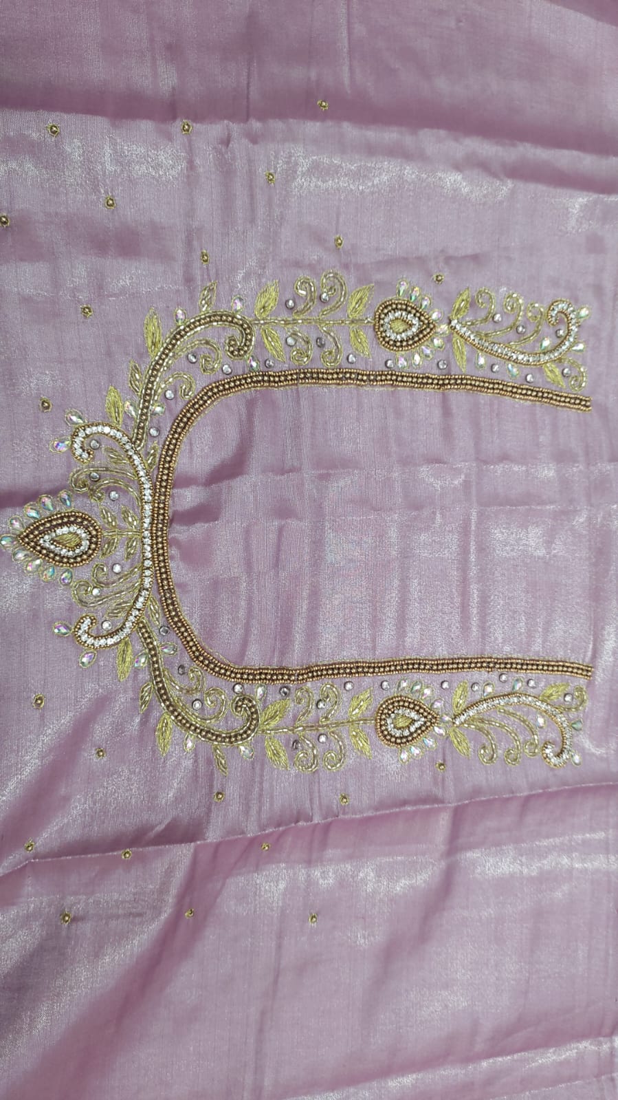Elegant  Maggam Work Blouse Material with Handcrafted  Embroidery