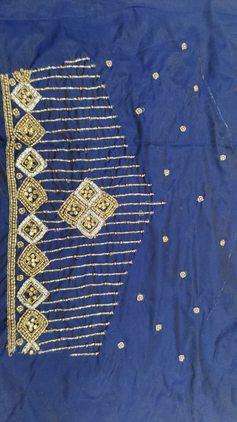 Elegant  Maggam Work Blouse Material with Handcrafted  Embroidery