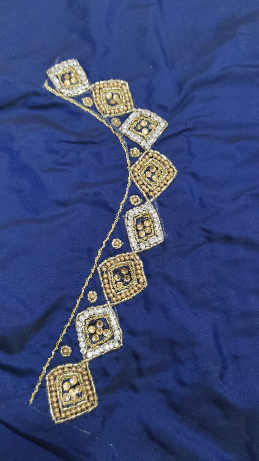 Elegant  Maggam Work Blouse Material with Handcrafted  Embroidery