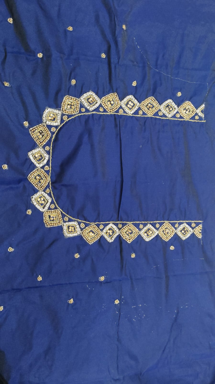 Elegant  Maggam Work Blouse Material with Handcrafted  Embroidery