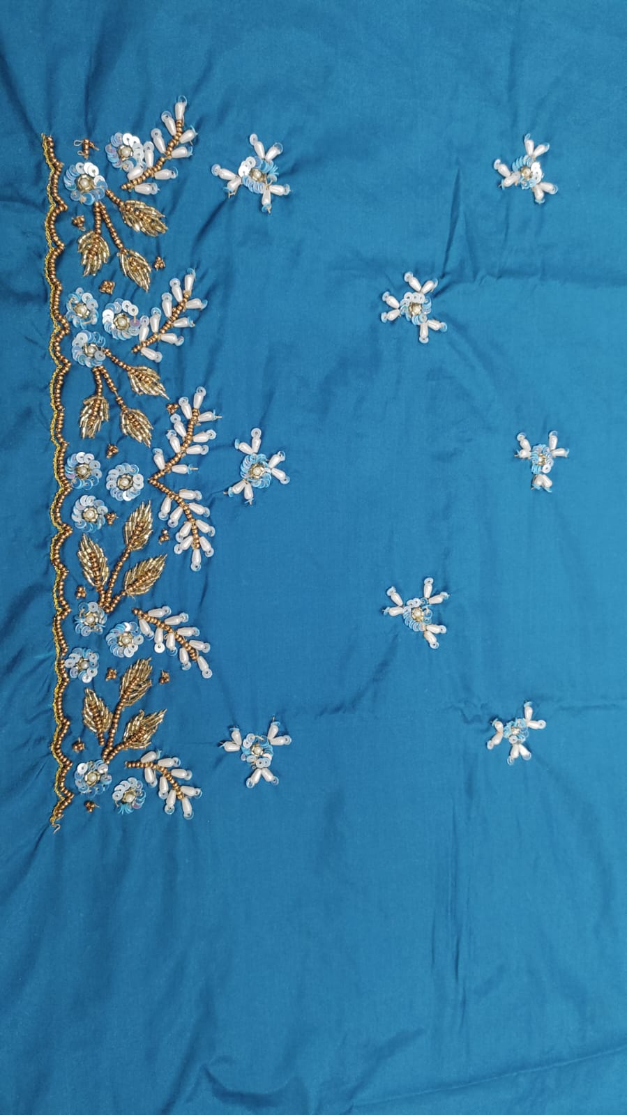 Elegant  Maggam Work Blouse Material with Handcrafted  Embroidery