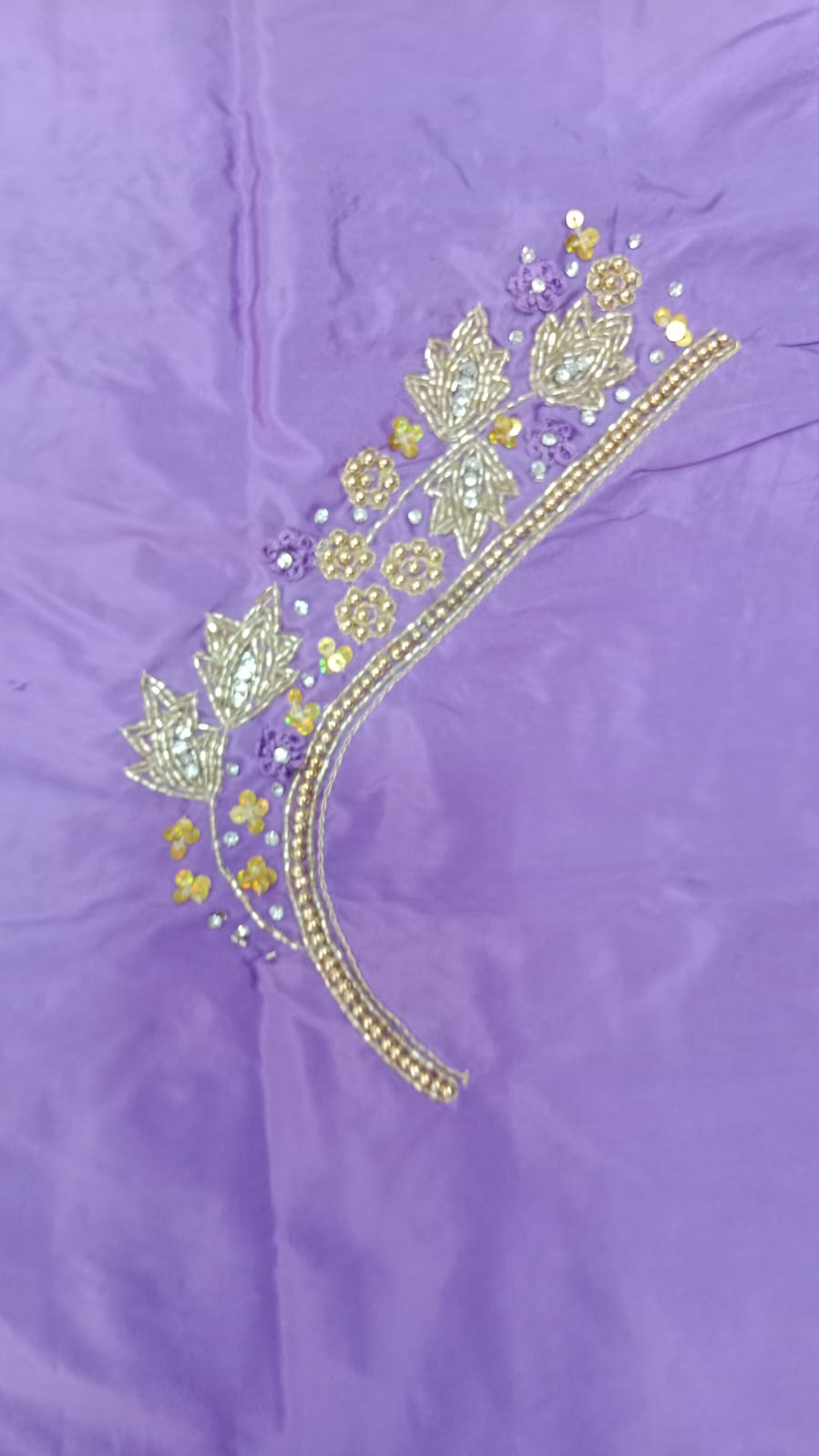 Elegant  Maggam Work Blouse Material with Handcrafted  Embroidery