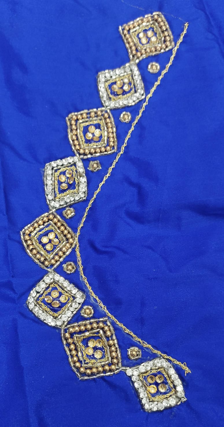 Elegant  Maggam Work Blouse Material with Handcrafted  Embroidery