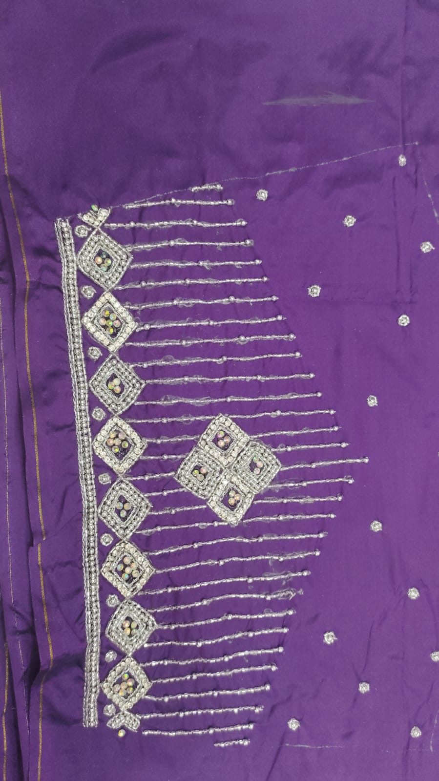 Elegant  Maggam Work Blouse Material with Handcrafted  Embroidery